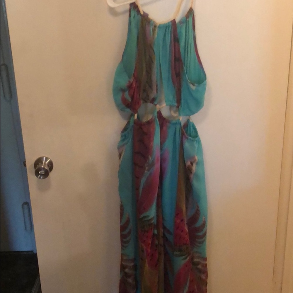 Strappy open maxi dress in stunning blue